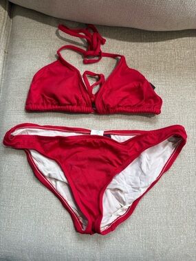 ABS Allen Schwartz Red String Bikini Size Medium